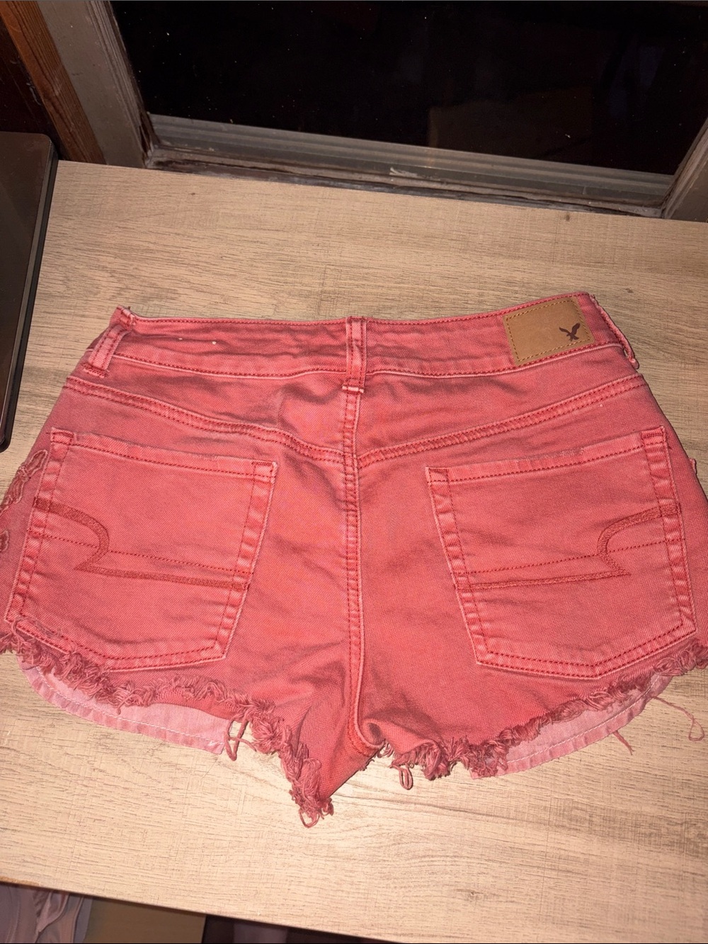 American Eagle Outfitters Coral Lace-Trim Denim Shorts - Picture 2 of 5